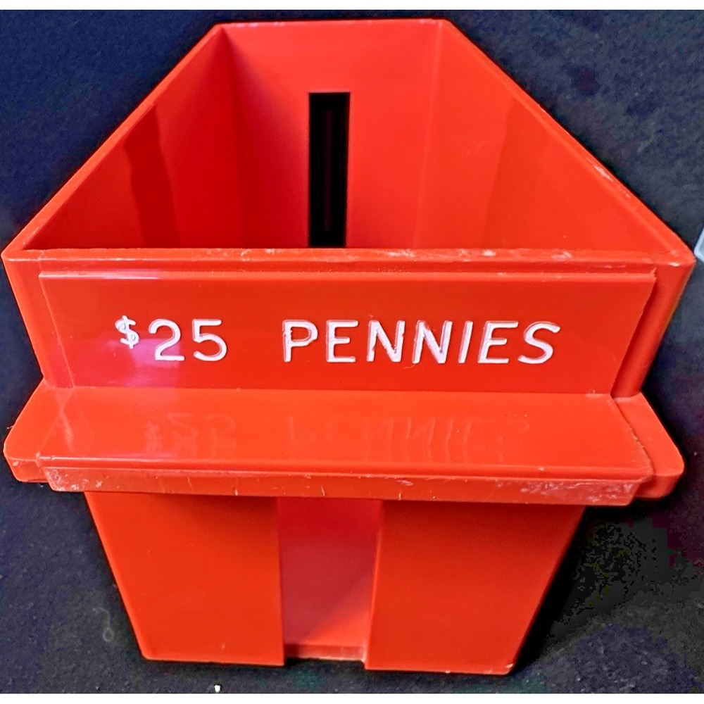 $25‎ Dollar Penny Holders - Red/Hard Plastic Tray - Excellent Condition